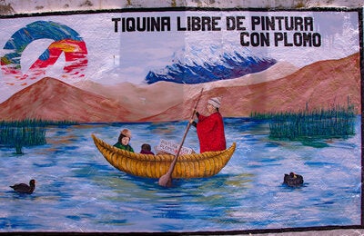 mural en escuela altilpano boliviano