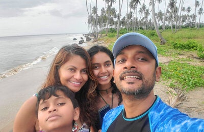 Dr. Nagassar with his wife, Dr. Roma Bridgelal-Nagassar, and their children.