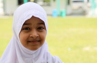 Close up of little girl with a hijab