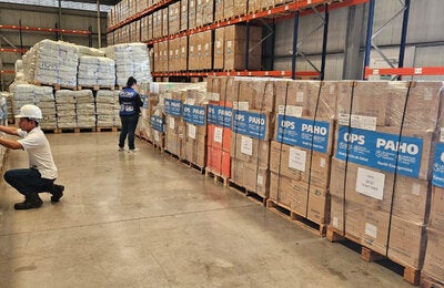 Delivery of supplies to affected health facilities