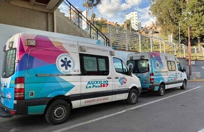 two ambulances on the street