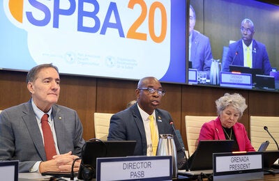 Head table at a meeting