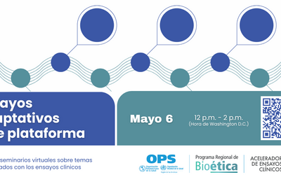 flyer webinar sobre ensatos clínicos adaptativos y de plataforma