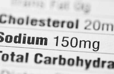 Nutritional information label, high in sodium