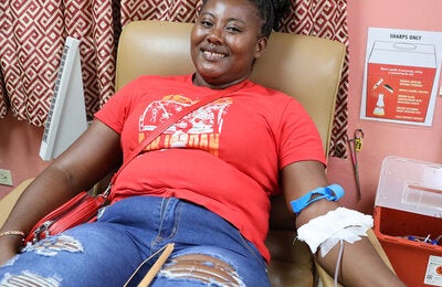 woman donating blood