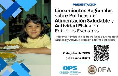foto de una niña sentada y comiendo un plato de comida. a la derecha el título del webinar, la fecha y hora y un código QR para registrarse