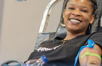 Woman donating blood