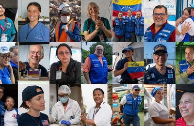Rostros de personal de salud y de emergencias en salud