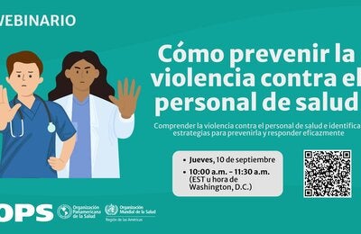 personal de salud con la mano levantada en señal de PARE