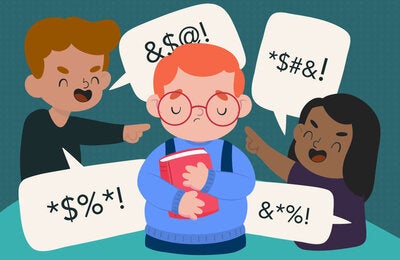 Three young persons bullying one of them
