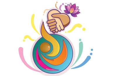 Wellness Week art: Shaken hands in the shape of an art- logo of the Ottawa Charter