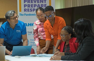 Participants at centralized health workforce database workshop