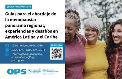 Webinar flyer including 3 women of different ages to represent menopause