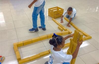 Campers participating in a fun activity. 