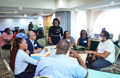 Community workers participating in risk communication training