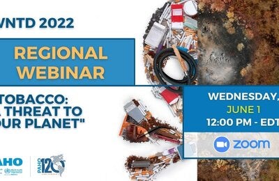 webinar banner for the regional world no tobacco day event