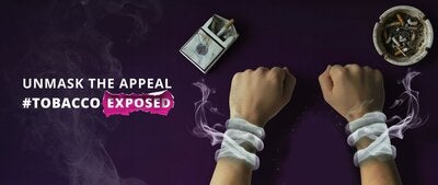 two childs hands wrapped in cigarretes smoke