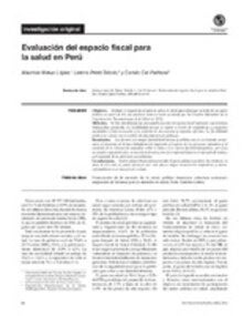 Evaluación del espacio fiscal para la salud en Perú