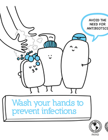Postcard for social media "Wash your hands to prevent infections"