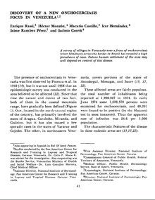 Discovery of a new onchocerciasis focus in Venezuela