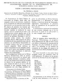 Proyecto piloto de un campaña de tratamiento médico de oncocercosis, basado en la administración de suramina sódica