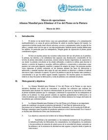 Marco de operaciones Alianza Mundial para eliminar el uso del plomo en la pintura; 2011