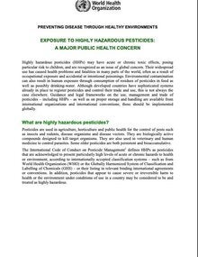 Exposure to highly hazardous pesticides: a major public health concern; 2019
