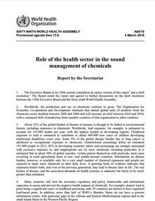 WHA69.4 The role of the health sector in the Strategic Approach to International Chemicals Management towards the 2020 goal and beyond