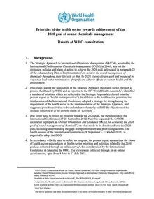 WHO consultation on health sector priorities in chemicals 