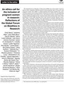 An ethics call for the inclusión of pregnant women in research (2016)