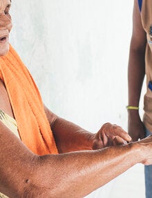 testing children for leprosy