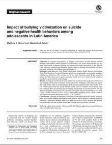 Impact of bullying victimization on suicide and negative health behaviors among adolescents in Latin America