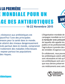 Semaine mondiale pour un bon usage de antibiotiques 2015 - tarjeta postal (1) - sólo en francés