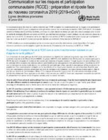 Communication sur les risques et participation communautaire (RCCE) : préparation et riposte face au nouveau coronavirus 2019 (2019-nCoV)