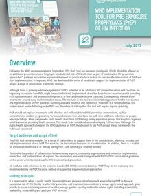 WHO implementation tool for pre-exposure prophylaxis of HIV infection