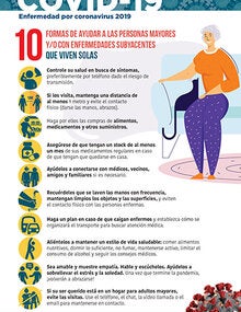 Infografía para personas mayores y/o con enfermedades subyacentes que viven solas durante el COVID-19