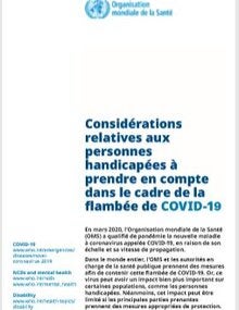 Considérations relatives aux personnes handicapées à prendre en compte dans le cadre de la flambée de COVID-19