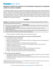  Measures to ensure the continuity of the response to malaria in the Americas during the COVID-19 pandemic