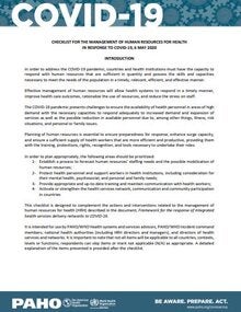 Checklist for the Management of Human Resources for Health - COVID-19