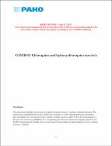 COVID-19: Chloroquine and hydroxychloroquine research