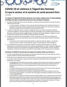 COVID-19 et violence à l’égard des femmes : ce que le secteur et le système de santé peuvent faire