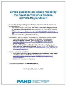 Ethics guidance on issues raised by COVID-19