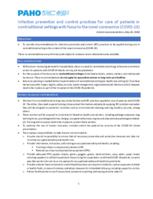 IPC practices for care of patients in nontraditional settings (COVID-19)