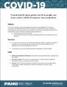 Promoting health equity, gender and ethnic equality, and human rights in COVID-19 