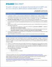 Requerimientos para uso de EPP en establecimiento de salud - COVID-19