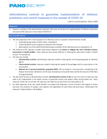 Administrative Controls to Guarantee Implementation of IPC - COVID-19