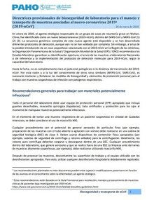 Directrices provisionales de bioseguridad de laboratorio - COVID-19