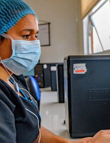 Health worker interact with application