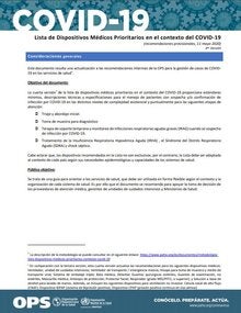Lista de Dispositivos Médicos Prioritarios en el contexto del COVID-19 