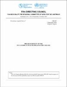 Program Budget of the Pan American Health Organization 2020-2021